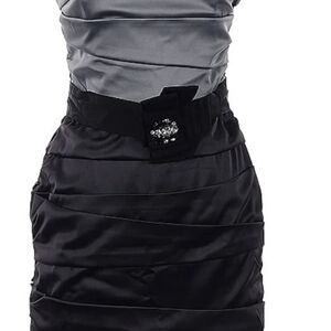 White House Black Market Strapless Black Gray Colorblock Satin Cocktail Dress Sm